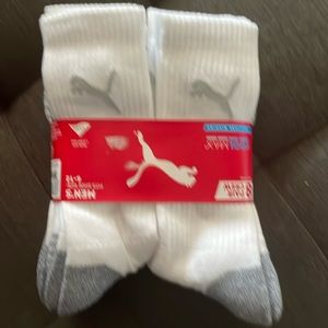 New Puma Men’s  8 pair crew white gray socks